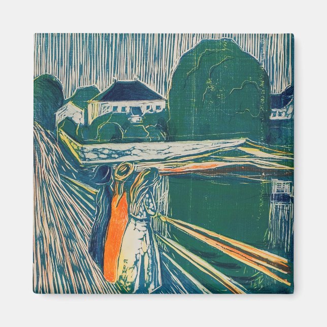 Edvard Munch - Flickorna på bron, Litograf Magnet (Framsidan)