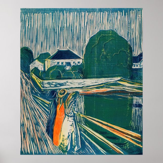 Edvard Munch - Flickorna på bron, Litografi Poster (Framsidan)