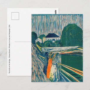 Edvard Munch - Flickorna på bron, Litografi Vykort