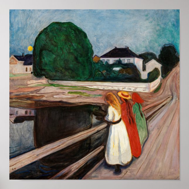 Edvard Munch - Flickorna på bron Poster (Framsidan)