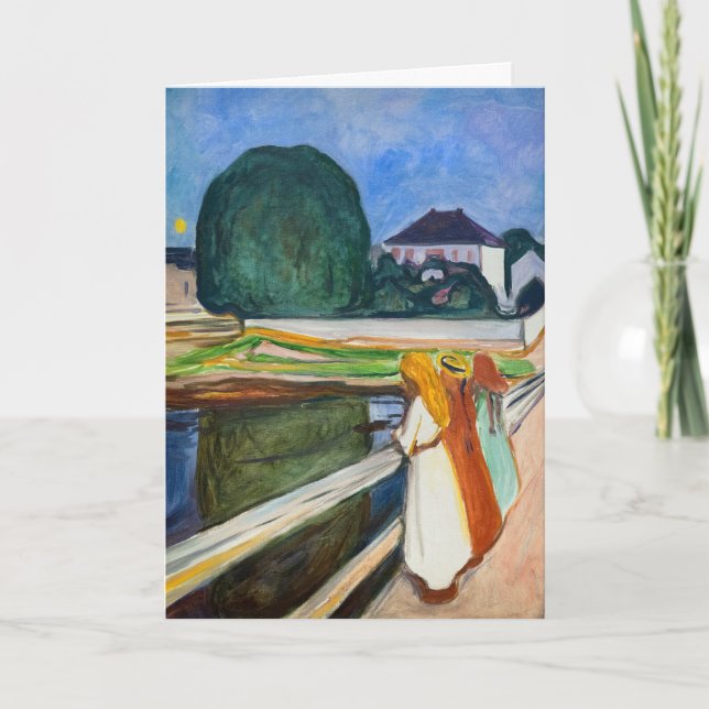 Edvard Munch - Flickorna på bron Vit natt Kort (Framsida)