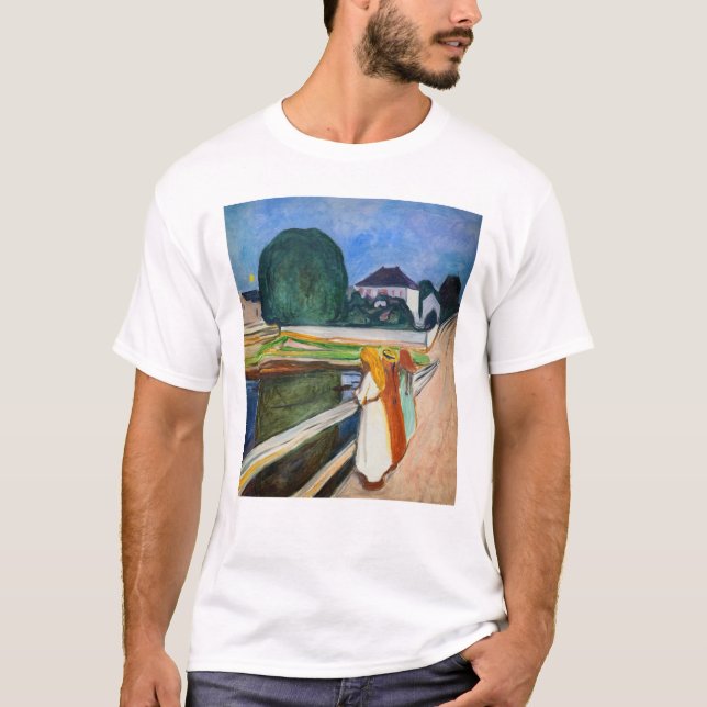 Edvard Munch - Flickorna på bron Vit natt T Shirt (Framsida)
