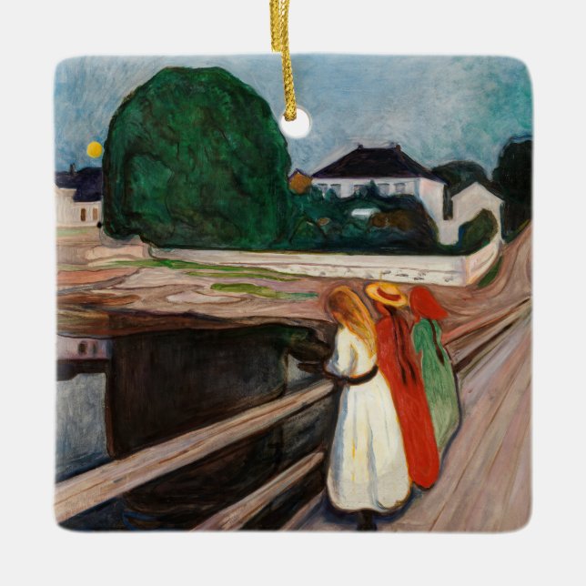 Edvard Munch - Flickorna på bryggan Julgransprydnad Keramik (Framsida)