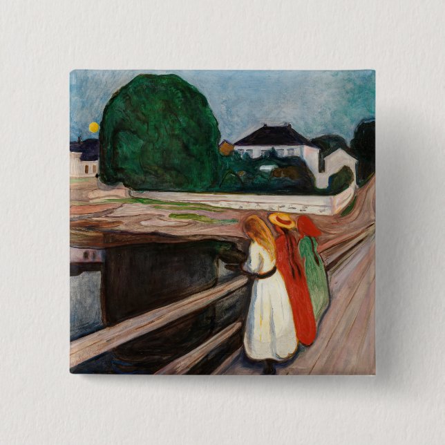 Edvard Munch - Flickorna på bryggan Knapp (Framsida)