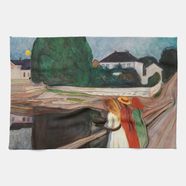 Edvard Munch - Flickorna på bryggan Kökshandduk (Horisontell)