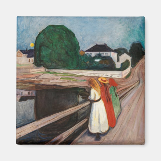 Edvard Munch - Flickorna på bryggan Magnet (Framsidan)