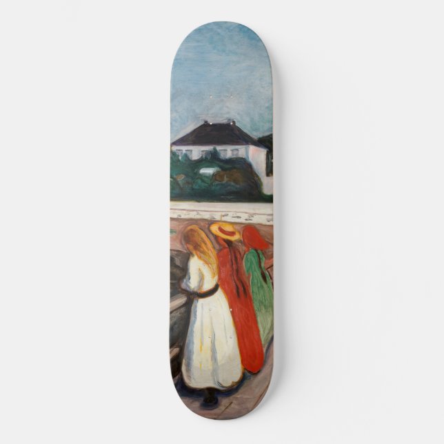 Edvard Munch - Flickorna på bryggan Mini Skateboard Bräda 18,5 Cm (Framsida)