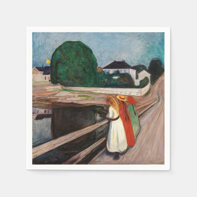 Edvard Munch - Flickorna på bryggan Pappersservett (Framsidan)