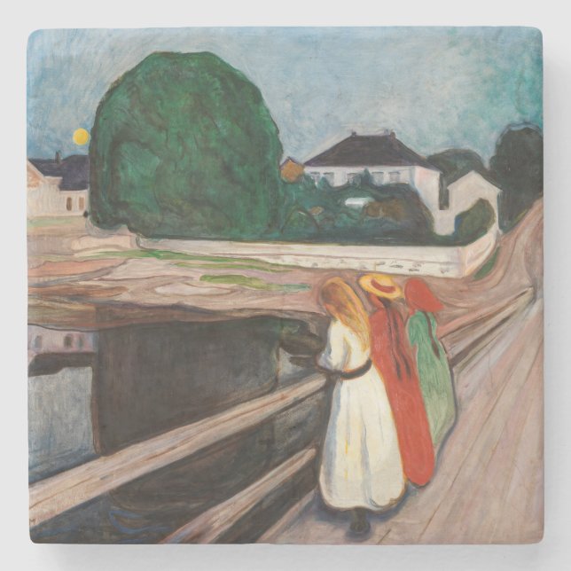 Edvard Munch - Flickorna på bryggan Stenunderlägg (Framsidan)