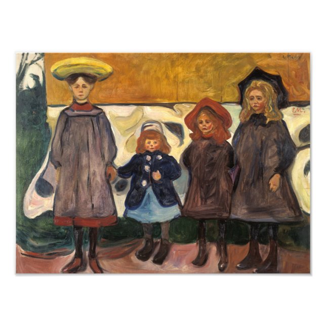 Edvard Munch - Fyra flickor i Asgardstrand Fototryck (Framsidan)