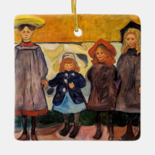 Edvard Munch - Fyra flickor i Asgardstrand Julgransprydnad Keramik