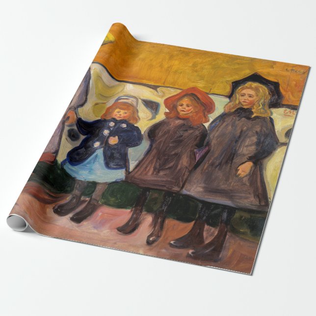 Edvard Munch - Fyra flickor i Asgardstrand Presentpapper (Utrullad)
