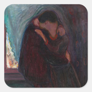 Edvard Munch - Kiss Fyrkantigt Klistermärke