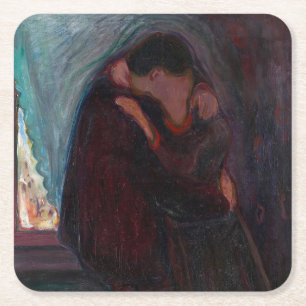 Edvard Munch - Kiss Underlägg Papper Kvadrat
