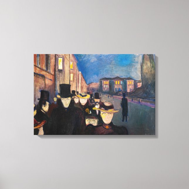 Edvard Munch - Kväll på Karl Johan gata Canvastryck (Framsida)