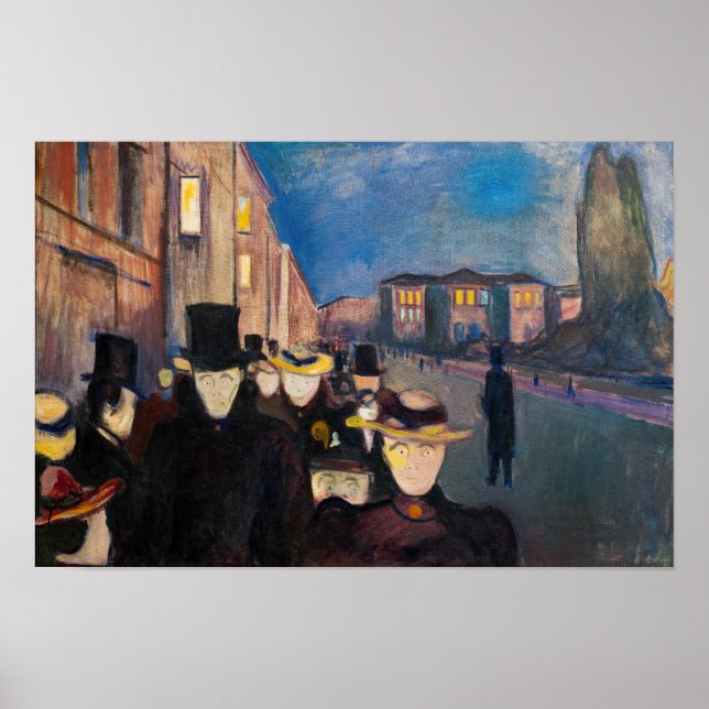 Edvard Munch - Kväll på Karl Johan gata Poster (Framsidan)