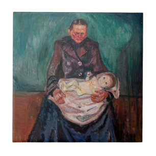 Edvard Munch - Kvinna med sjukt underordnad, arv Kakelplatta