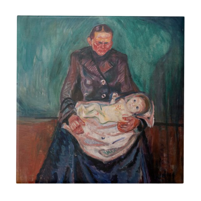 Edvard Munch - Kvinna med sjukt underordnad, arv Kakelplatta (Framsidan)