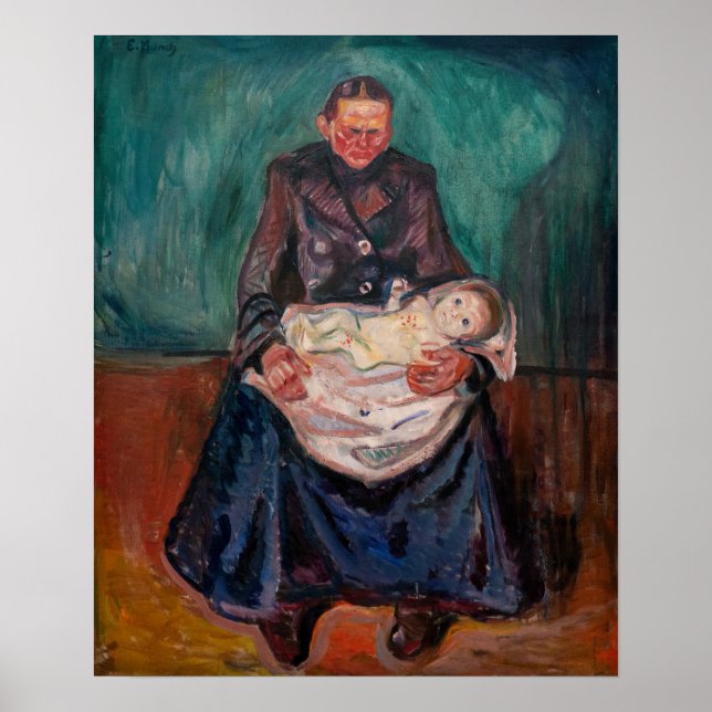 Edvard Munch - Kvinna med sjukt underordnad, arv Poster (Framsidan)