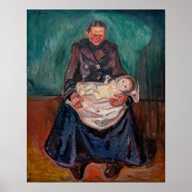 Edvard Munch - Kvinna med sjukt underordnad, arv Poster (Framsidan)