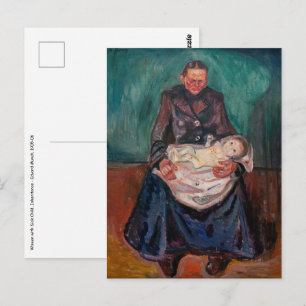 Edvard Munch - Kvinna med sjukt underordnad, arv Vykort