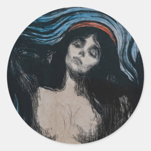 Edvard Munch - Madonna Litografi Runt Klistermärke