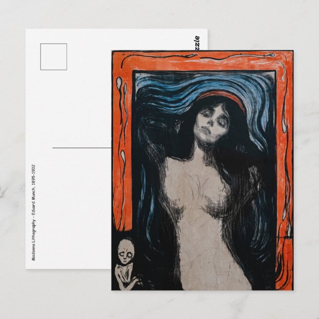 Edvard Munch - Madonna Litografi Vykort (Fram/baksida)