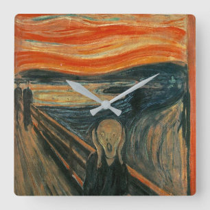 Edvard Munch målar krämen (Skrik) 1893 Fyrkantig Klocka