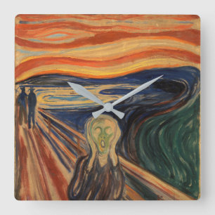 Edvard Munch målar krämen (Skrik) 1910 Fyrkantig Klocka