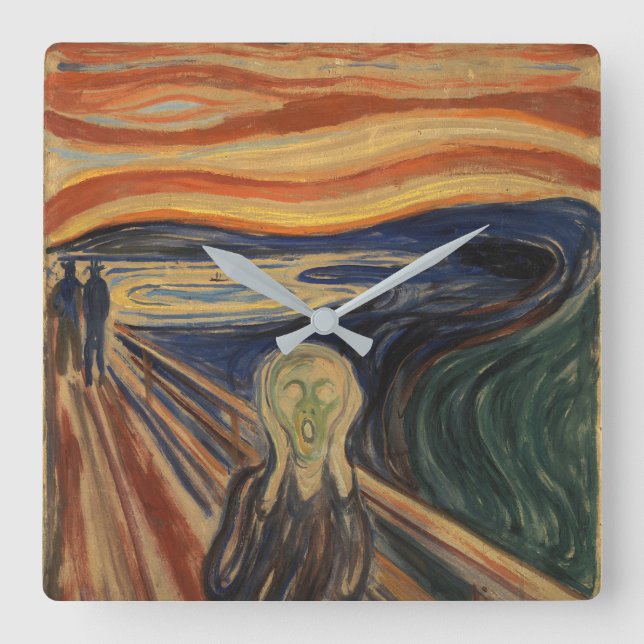 Edvard Munch målar krämen (Skrik) 1910 Fyrkantig Klocka (Framsida)