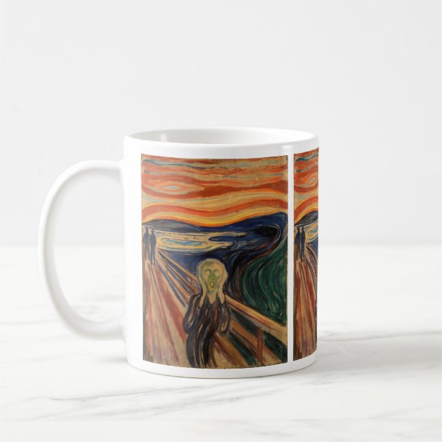 Edvard Munch målar krämen (Skrik) 1910 Kaffemugg (Vänster)