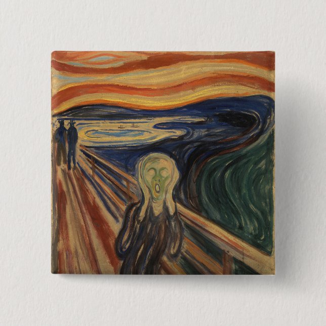 Edvard Munch målar krämen (Skrik) 1910 Knapp (Framsida)