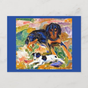 Edvard Munch, målning med två Hundar Vykort