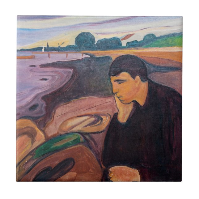 Edvard Munch - Melancholy 1894 Kakelplatta (Framsidan)