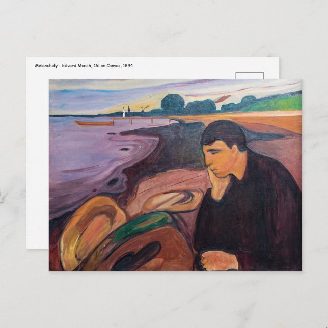 Edvard Munch - Melancholy 1894 Vykort (Fram/baksida)
