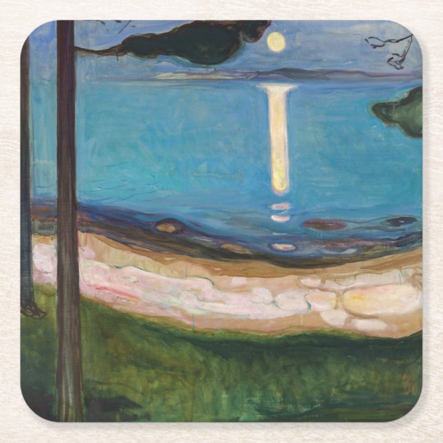 Edvard Munch - Moonlight Underlägg Papper Kvadrat (Framsidan)
