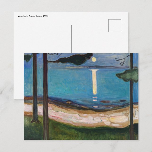 Edvard Munch - Moonlight Vykort (Fram/baksida)