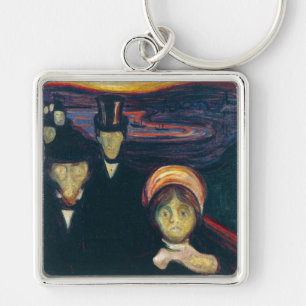 Edvard Munch - Oro Fyrkantig Silverfärgad Nyckelring