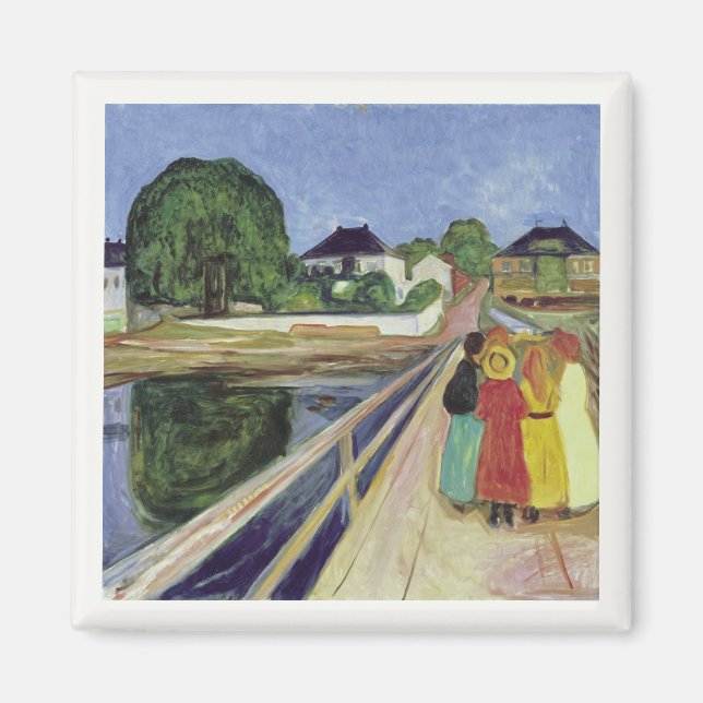 Edvard Munch Painting Girls på bryggan (c 1902) Magnet (Framsidan)