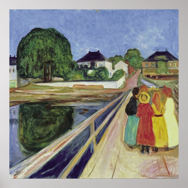 Edvard Munch Painting Girls på bryggan (c 1902) Poster (Framsidan)