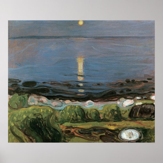 Edvard Munch Painting, Sommarnatt av persikan Poster (Framsidan)