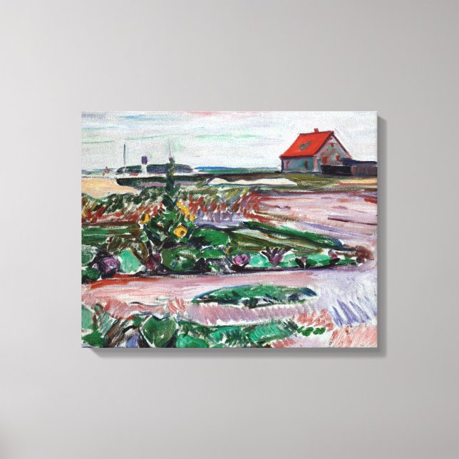 Edvard Munch - Seashore. Liggande nära Lubeck Canvastryck (Framsida)