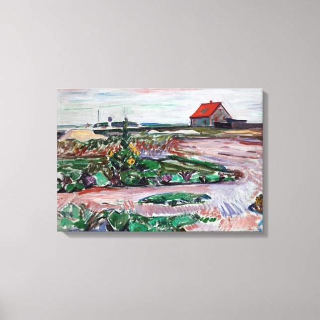 Edvard Munch - Seashore. Liggande nära Lubeck Canvastryck (Framsida)