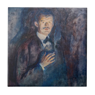 Edvard Munch - Self-Porträtt med Cigarette Kakelplatta