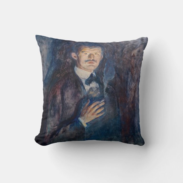 Edvard Munch - Self-Porträtt med Cigarette Kudde (Framsida)
