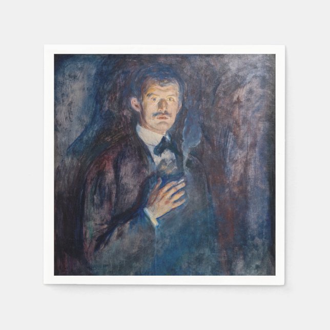 Edvard Munch - Self-Porträtt med Cigarette Pappersservett (Framsidan)