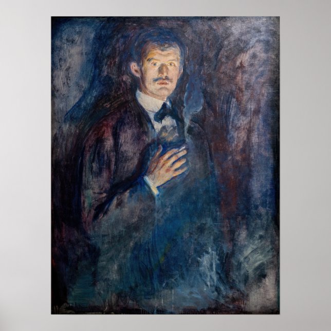 Edvard Munch - Self-Porträtt med Cigarette Poster (Framsidan)