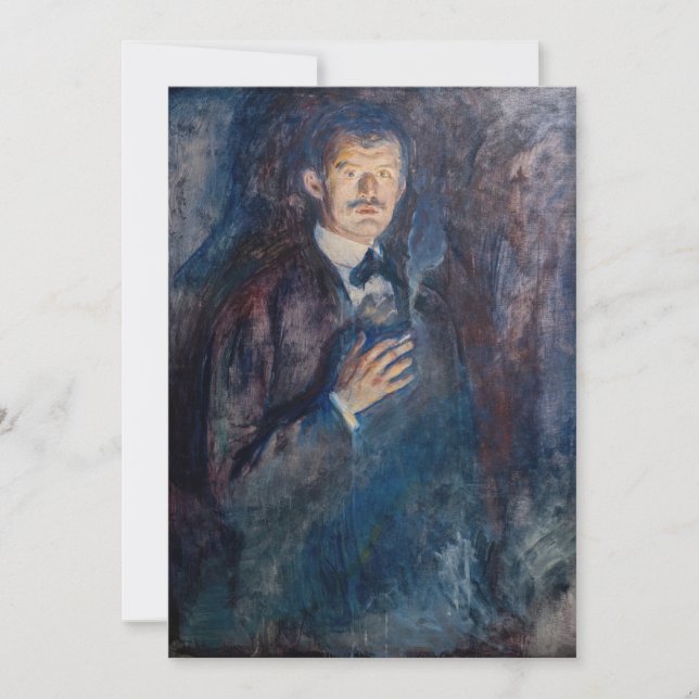 Edvard Munch - Self-Porträtt med Cigarette Tack Kort (Framsida)