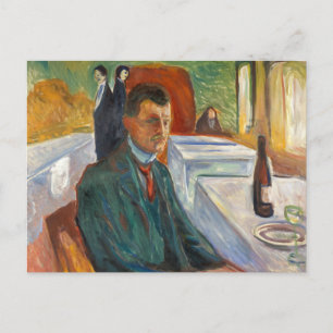 Edvard Munch - Self-Porträtt med Flaska i Vin Vykort