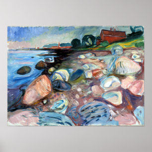 Edvard Munch Shore med Red House Poster